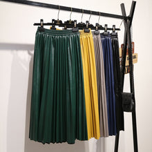 Load image into Gallery viewer, LANMREM 2019 autumn fashion new PU leather pleated skirt elastic high waist all-match female&#39;s bottoms YF342