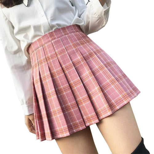 XS-3XL Women Skirt Preppy Style High Waist Chic Stitching Skirts Summer Student Pleated Skirt Women Cute Sweet Girls Dance Skirt