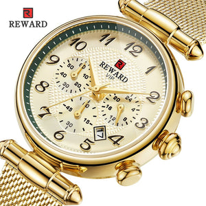 Top Brand REWARD Women's Fashion Quartz Watches Waterproof Casual Chronograph Ladies Dress Woman Gift Watch Relogio Feminino