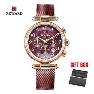 Top Brand REWARD Women's Fashion Quartz Watches Waterproof Casual Chronograph Ladies Dress Woman Gift Watch Relogio Feminino