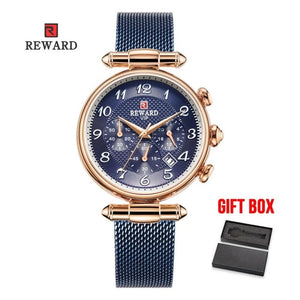 Top Brand REWARD Women's Fashion Quartz Watches Waterproof Casual Chronograph Ladies Dress Woman Gift Watch Relogio Feminino