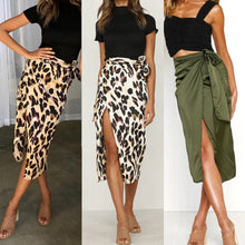 Load image into Gallery viewer, Skirts Women Fall 2019 New Chiffon Leopard Print Maxi Skirt High Waisted Bandage Long Skirts Sexy Split Bandage Skirt Streetwear