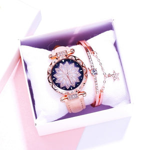 2019 Women Watches Bracelet set Starry Sky Ladies Bracelet Watch Casual Leather Quartz Wristwatch Clock Relogio Feminino