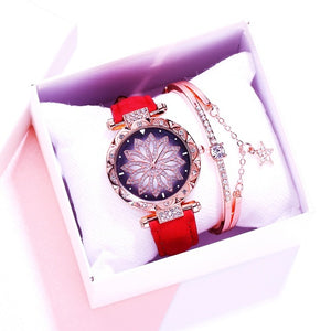 2019 Women Watches Bracelet set Starry Sky Ladies Bracelet Watch Casual Leather Quartz Wristwatch Clock Relogio Feminino