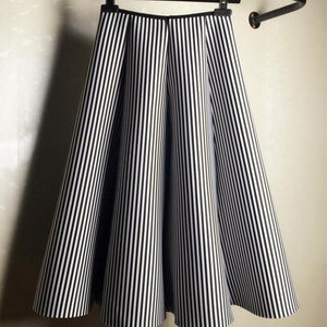 2019 Midi Skirt Black And White Vertical Stripe Skirt Tutu Skirt A Cotton Women Autumn And Winter Skirts Free Shipping