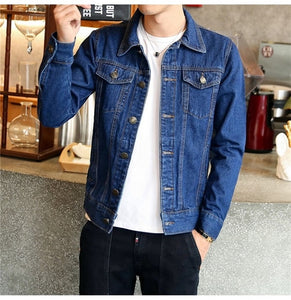 OLOME Fashion Solid Denim Jacket Mens Spring Casual Slim Fit Bomber Jackets Men Jean Jacket Mens Outwear Male Cowboy New Arrival