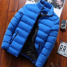 Load image into Gallery viewer, 2019 Men Casual Hooded Parka  Printed Winter Men Fashion Patchwork Cotton Slim Fit Coat Thick Warm Homme&#39;s Zipper Jacket