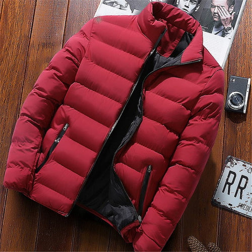 2019 Men Casual Hooded Parka  Printed Winter Men Fashion Patchwork Cotton Slim Fit Coat Thick Warm Homme's Zipper Jacket