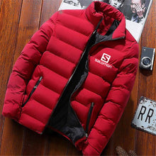 Load image into Gallery viewer, 2019 Men Casual Hooded Parka Salomon Printed Winter Men Fashion Patchwork Cotton Slim Fit Coat Thick Warm Homme&#39;s Zipper Jacket