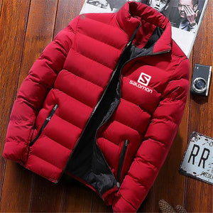 2019 Men Casual Hooded Parka Salomon Printed Winter Men Fashion Patchwork Cotton Slim Fit Coat Thick Warm Homme's Zipper Jacket