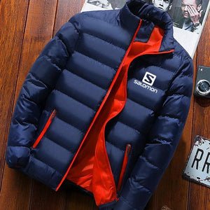 2019 Men Casual Hooded Parka Salomon Printed Winter Men Fashion Patchwork Cotton Slim Fit Coat Thick Warm Homme's Zipper Jacket