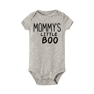 Newborn Baby Girl Boy Mommy's Little Boo Letters Cotton Short Sleeves Bodysuit Jumpsuit