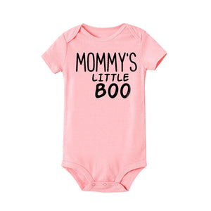 Newborn Baby Girl Boy Mommy's Little Boo Letters Cotton Short Sleeves Bodysuit Jumpsuit