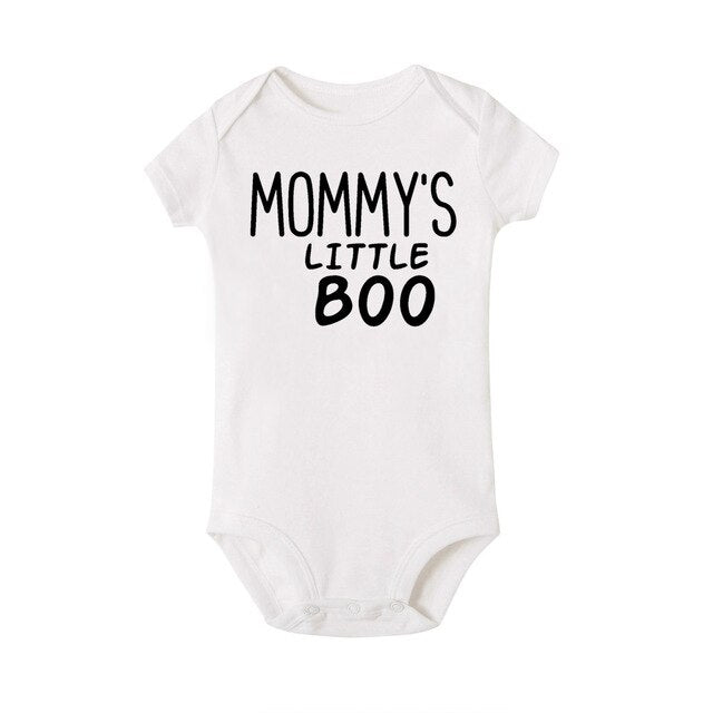 Newborn Baby Girl Boy Mommy's Little Boo Letters Cotton Short Sleeves Bodysuit Jumpsuit