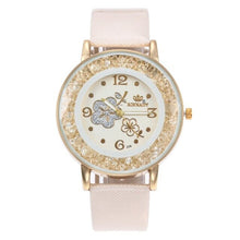 Load image into Gallery viewer, Top Brand Luxury Wristwatch Ladies Rose Pattern Leater Bracelet Watches Flower Design Gold Rhinestone Casual Watch Relojes W50