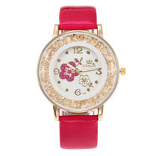 Load image into Gallery viewer, Top Brand Luxury Wristwatch Ladies Rose Pattern Leater Bracelet Watches Flower Design Gold Rhinestone Casual Watch Relojes W50