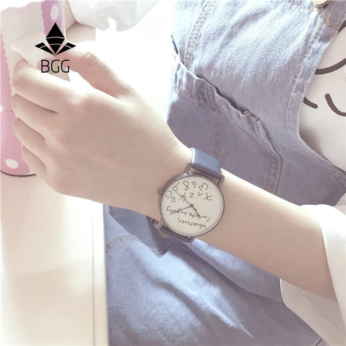 Whatever I am late anyway Creative Watches Simple Street Leisure Women Quartz Leather Watch Characteristic Ladies Fashion Hours