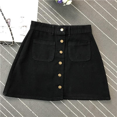 Denim Skirt Spring Summer Women Short A-line Buttom Skirts High Waist Slim Pocket Clothes For Female Causal Summer Women Skirt