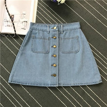 Load image into Gallery viewer, Denim Skirt Spring Summer Women Short A-line Buttom Skirts High Waist Slim Pocket Clothes For Female Causal Summer Women Skirt