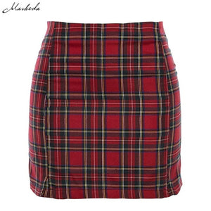 Macheda Womens Casual Skirt Plaid Slim High Waist Zipper Package Hip Fashion Ladies Mini Pencil Skirt 2019 Spring New Arrival