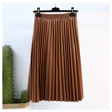 Load image into Gallery viewer, LANMREM 2019 autumn fashion new PU leather pleated skirt elastic high waist all-match female&#39;s bottoms YF342