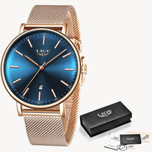 Load image into Gallery viewer, LIGE Womens Watches Top Brand Luxury Waterproof Watch Fashion Ladies Stainless Steel Ultra-Thin Casual Wristwatch Quartz Clock