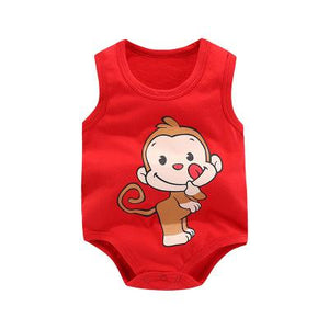 Newborn Baby Boys Girls Cartoon Cotton Bodysuit Infant Baby Bag Fart Sleeveless Vest Jumpsuit Summer Thin Penguin Pajamas Outfit