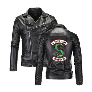 Cool Southside Riverdale Turn-down collar Leather Jackets Serpents Men Riverdale Streetwear Leather Brand south side serpents