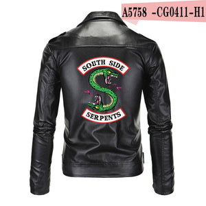 Cool Southside Riverdale Turn-down collar Leather Jackets Serpents Men Riverdale Streetwear Leather Brand south side serpents