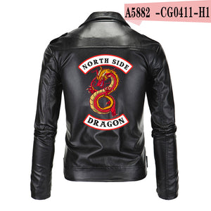 Cool Southside Riverdale Turn-down collar Leather Jackets Serpents Men Riverdale Streetwear Leather Brand south side serpents